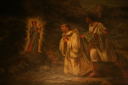 Pintura de la troballa, al santuari de Lluc (Mallorca)