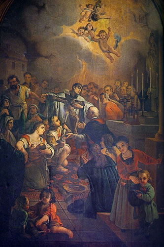 Quadre que recorda el prodigi de la suor del Sant Crist d'Igualada, el 20 d'abril de 1590