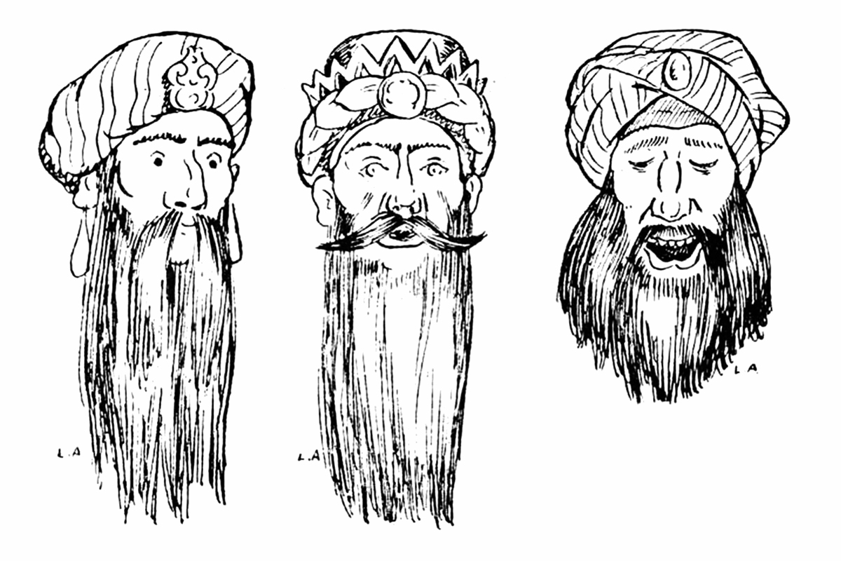Dibuix de les tres carasses de Barcelona