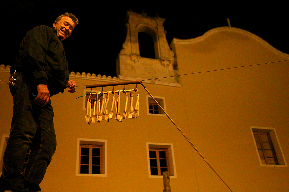 A punt per encendre la cordà d'arrossegament de Biar