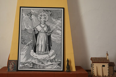 Quadre amb la imatge del sant a Sant Feliu de Guíxols