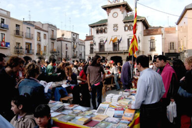 Parada de llibres al centre del poble