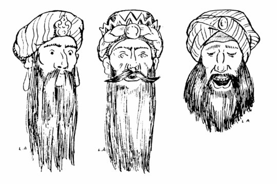 Dibuix de les tres carasses de Barcelona