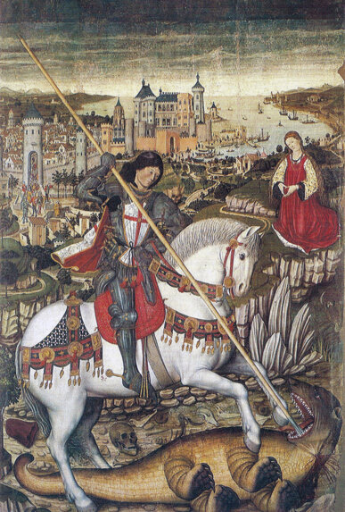 Sant Jordi. Pintura de Pere Niçard al Museu d'Art Sacre de Mallorca
